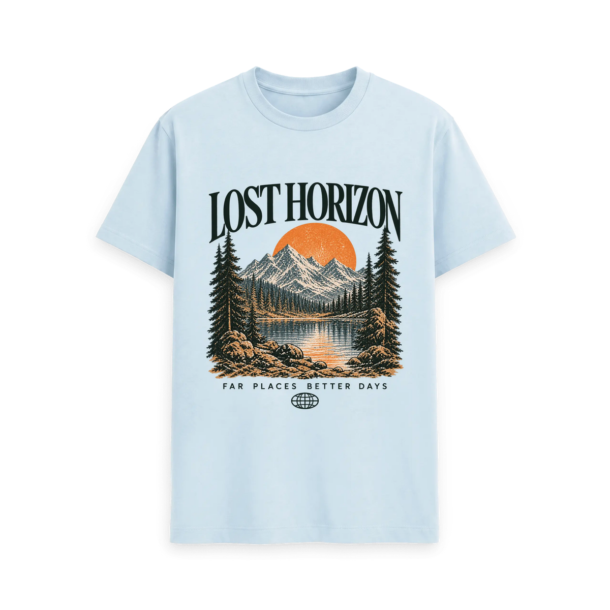Sky Blue Printed T-shirt Front